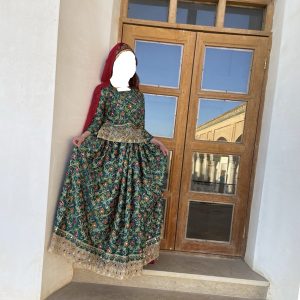 لباس محلی لوکس دخترانه سبز تیره